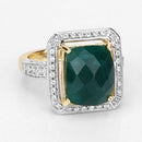 5.18 Carat Dyed Emerald and White Topaz .925 Sterling Silver Ring-9