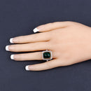 5.18 Carat Dyed Emerald and White Topaz .925 Sterling Silver Ring-14
