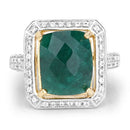 5.18 Carat Dyed Emerald and White Topaz .925 Sterling Silver Ring-7