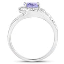1.82 Carat Genuine Tanzanite and White Zircon .925 Sterling Silver Ring-6