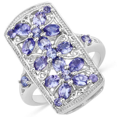 2.53 Carat Genuine Tanzanite .925 Sterling Silver Ring - 0
