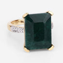 7.64 Carat Dyed Emerald and White Diamond .925 Sterling Silver Ring-9