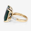 7.64 Carat Dyed Emerald and White Diamond .925 Sterling Silver Ring-11