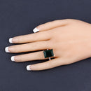 7.64 Carat Dyed Emerald and White Diamond .925 Sterling Silver Ring-14
