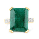 7.64 Carat Dyed Emerald and White Diamond .925 Sterling Silver Ring-7