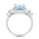 3.38 Carat Genuine Blue Topaz & White Topaz .925 Sterling Silver Ring-5