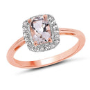 14K Rose Gold Plated 1.05 Carat Genuine Morganite and White Topaz .925 Sterling Silver Ring-4
