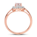 14K Rose Gold Plated 1.05 Carat Genuine Morganite and White Topaz .925 Sterling Silver Ring-5