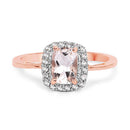 14K Rose Gold Plated 1.05 Carat Genuine Morganite and White Topaz .925 Sterling Silver Ring-6