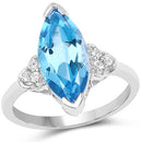 3.78 Carat Genuine Swiss Blue Topaz and White Topaz .925 Sterling Silver Ring-4