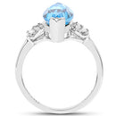 3.78 Carat Genuine Swiss Blue Topaz and White Topaz .925 Sterling Silver Ring-5