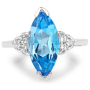 3.78 Carat Genuine Swiss Blue Topaz and White Topaz .925 Sterling Silver Ring-6