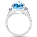 6.86 Carat Genuine Swiss Blue Topaz, Tanzanite & White Topaz .925 Sterling Silver Ring-5