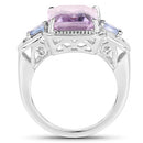 6.60 Carat Genuine Amethyst & Tanzanite .925 Sterling Silver Ring-5