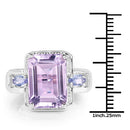6.60 Carat Genuine Amethyst & Tanzanite .925 Sterling Silver Ring-6