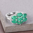 3.33 Carat Genuine Zambian Emerald and White Zircon .925 Sterling Silver Ring-8