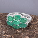 3.33 Carat Genuine Zambian Emerald and White Zircon .925 Sterling Silver Ring-9