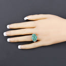 3.33 Carat Genuine Zambian Emerald and White Zircon .925 Sterling Silver Ring-10