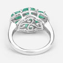 3.33 Carat Genuine Zambian Emerald and White Zircon .925 Sterling Silver Ring-11