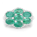 3.33 Carat Genuine Zambian Emerald and White Zircon .925 Sterling Silver Ring-7