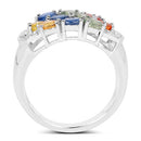 2.05 Carat Genuine Multi Sapphire .925 Sterling Silver Ring-5