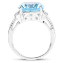 8.36 Carat Genuine Blue Topaz and White Zircon .925 Sterling Silver Ring-5