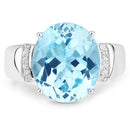 8.36 Carat Genuine Blue Topaz and White Zircon .925 Sterling Silver Ring-6