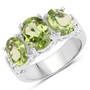 4.14 Carat Genuine Peridot and White Topaz .925 Sterling Silver Ring-5