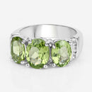 4.14 Carat Genuine Peridot and White Topaz .925 Sterling Silver Ring-8