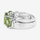 4.14 Carat Genuine Peridot and White Topaz .925 Sterling Silver Ring-11