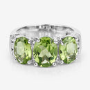 4.14 Carat Genuine Peridot and White Topaz .925 Sterling Silver Ring-12