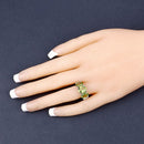 4.14 Carat Genuine Peridot and White Topaz .925 Sterling Silver Ring-14