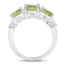 4.14 Carat Genuine Peridot and White Topaz .925 Sterling Silver Ring-6