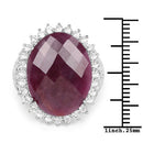 19.12 Carat Genuine Ruby and White Topaz .925 Sterling Silver Ring-6