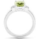 1.76 Carat Genuine Peridot and White Zircon .925 Sterling Silver Ring-5