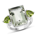 11.90 Carat Genuine Green Amethyst and Peridot .925 Sterling Silver Ring-5