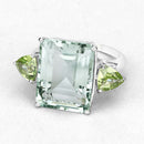 11.90 Carat Genuine Green Amethyst and Peridot .925 Sterling Silver Ring-8