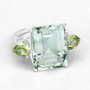 11.90 Carat Genuine Green Amethyst and Peridot .925 Sterling Silver Ring-9