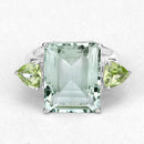 11.90 Carat Genuine Green Amethyst and Peridot .925 Sterling Silver Ring-12