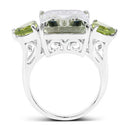 11.90 Carat Genuine Green Amethyst and Peridot .925 Sterling Silver Ring-6
