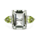 11.90 Carat Genuine Green Amethyst and Peridot .925 Sterling Silver Ring-7