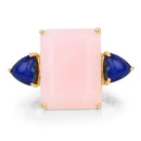 12.18 Carat Genuine Pink Opal and Lapis .925 Sterling Silver Ring-6