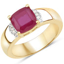 3.44 Carat Glass Filled Ruby and White Topaz .925 Sterling Silver Ring-4