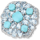 6.18 Carat Genuine Turquoise and Blue Topaz .925 Sterling Silver Ring-4