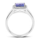 1.12 Carat Genuine Tanzanite and White Topaz .925 Sterling Silver Ring-5