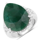 13.05 Carat Dyed Emerald and White Topaz .925 Sterling Silver Ring-1