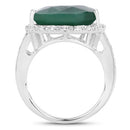 13.05 Carat Dyed Emerald and White Topaz .925 Sterling Silver Ring-2