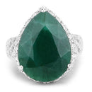 13.05 Carat Dyed Emerald and White Topaz .925 Sterling Silver Ring-3