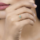 0.59 Carat Genuine Zambian Emerald and White Diamond 14K Yellow Gold Ring-14