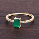 0.59 Carat Genuine Zambian Emerald and White Diamond 14K Yellow Gold Ring-8
